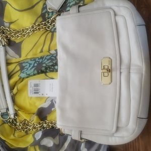 Coach chelsea flap cream leather chain handle purse